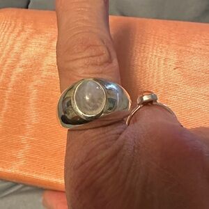 Sterling Silver Moonstone Dome Ring - White Moonstone